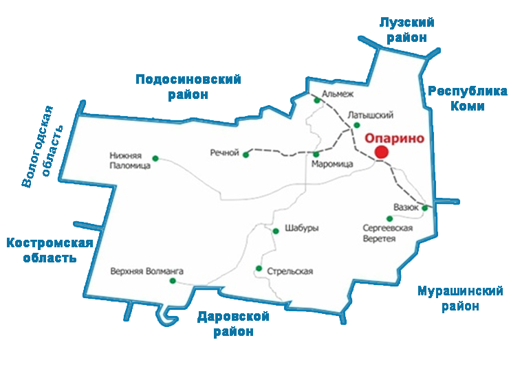 Опаринский район, карта Опаринский район, карта