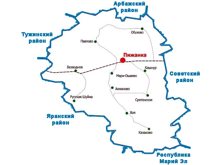 Пижанский район, карта Пижанский район, карта