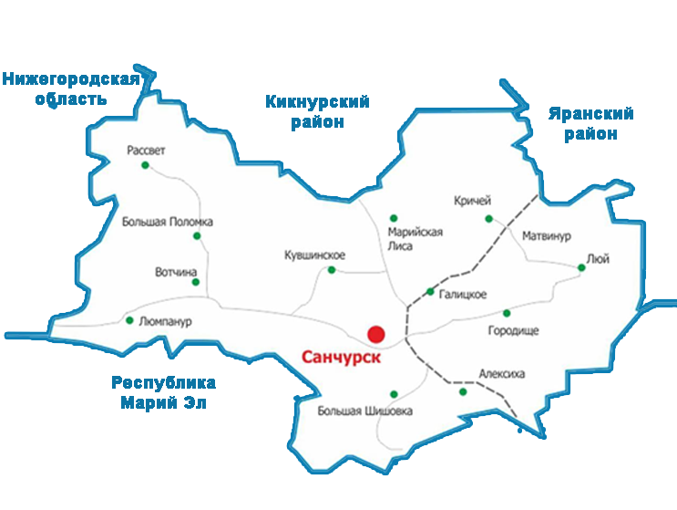 Санчурский район, карта Санчурский район, карта