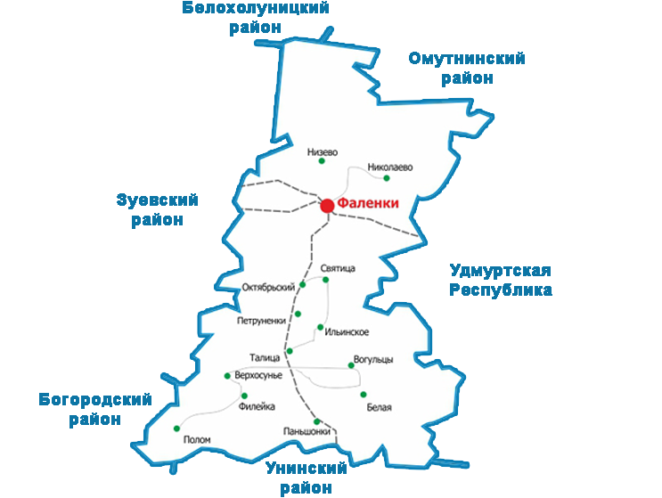 Фаленский район, карта